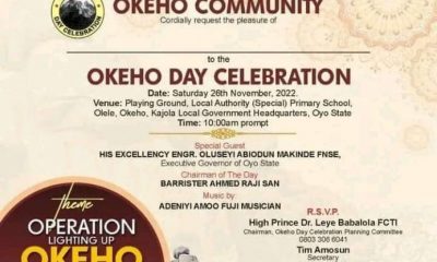 Okeho Day Celebration Set To Hold November 26th 2022